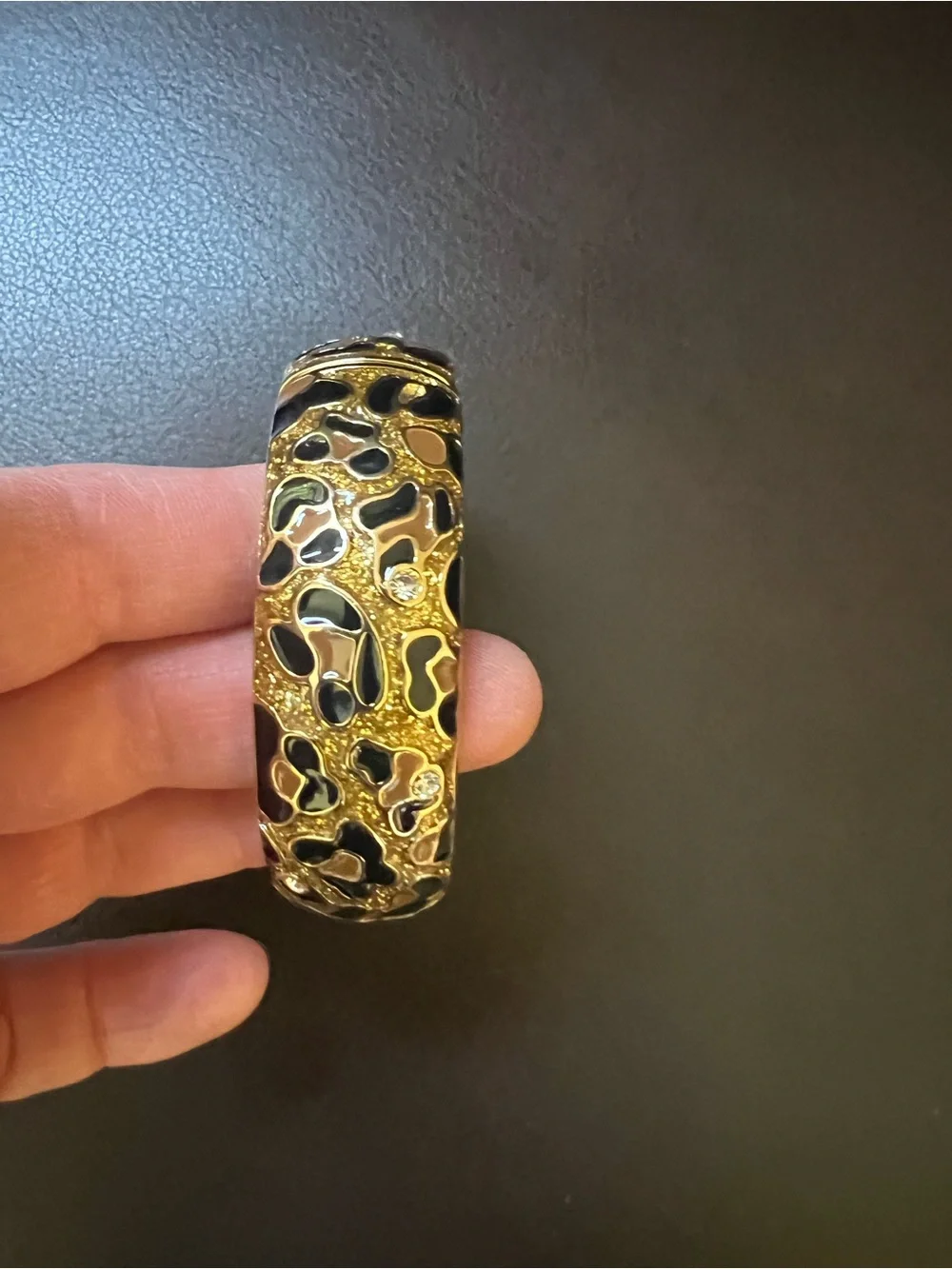 Macy's Bracelet with Enamel and Rhinestones Gold Tone and Black